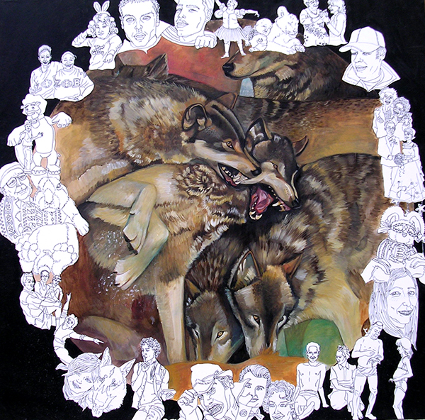 wolf oil on canvas paint portrait animals