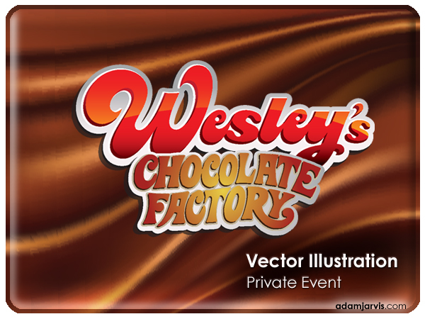 vector chocolate willy wonka chocolate factory  steampunk  vector illustration desert room  event design  custom illustration  custom design  tween  youth  kids  batmitzvah  eatertainment