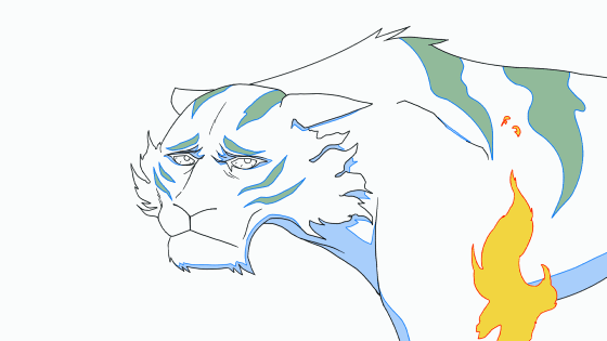 clipstudiopaint anime sakuga fire effect tiger explosion tail hair action