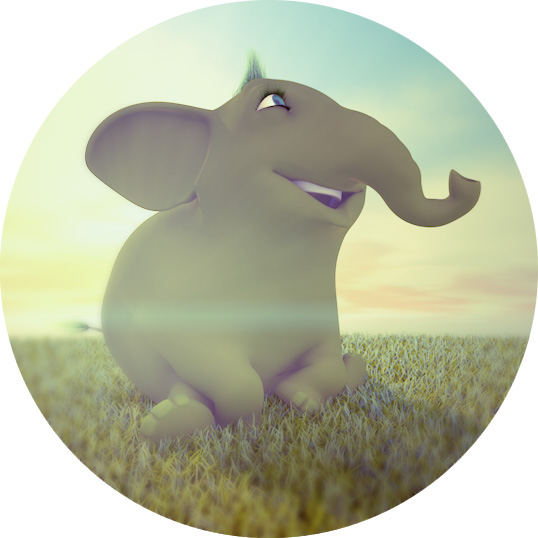 cinema 4d c4d rendering Character green happy elephant 3D