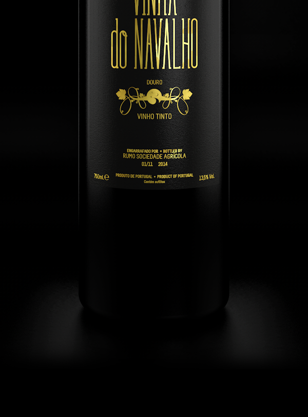 rumo wine bottle visual identity elegant class brand route way path direction 3d art golden gold Wooden box