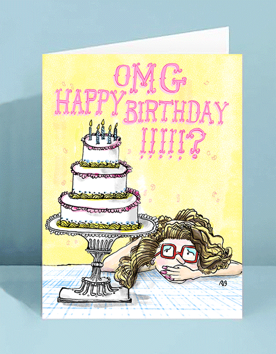 greeting card Stationery ILLUSTRATION  ryan blomberg old woman funny humor cards Birthday Christmas