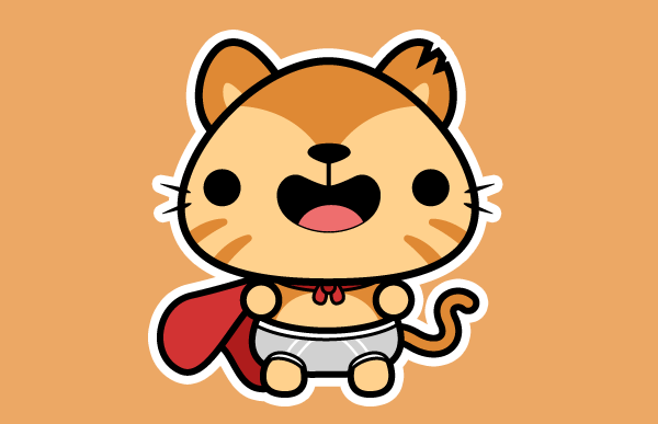 kawaii cute chibi stickers mobile app Cat cartoon emoticons squidandpig SuperHero