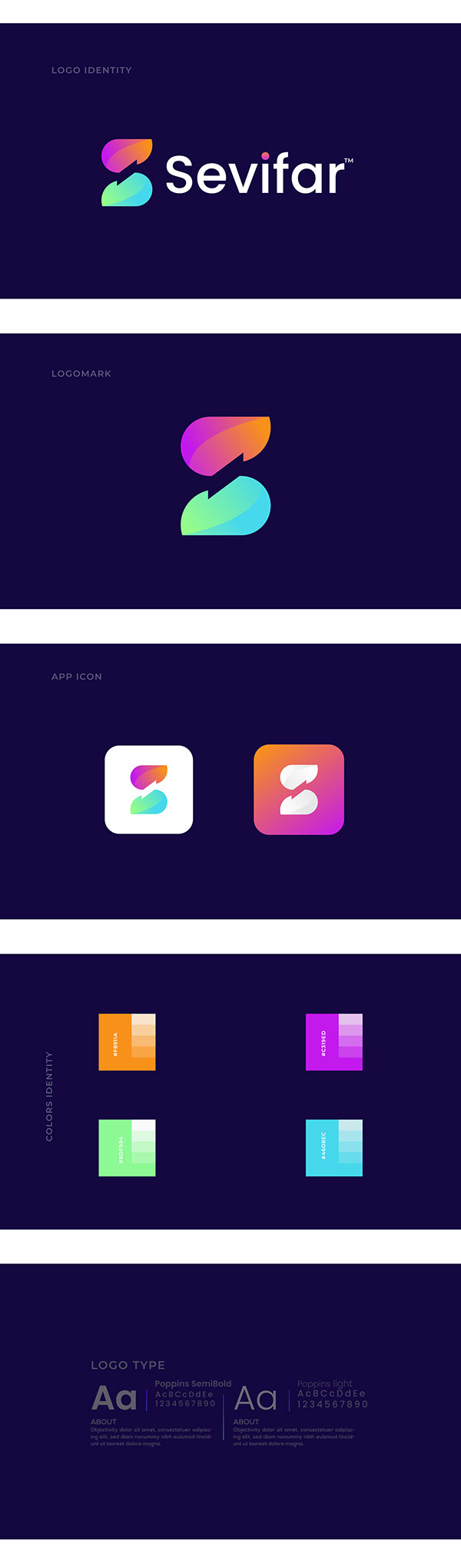 branding brand identity, Sevifar logo, App icon design