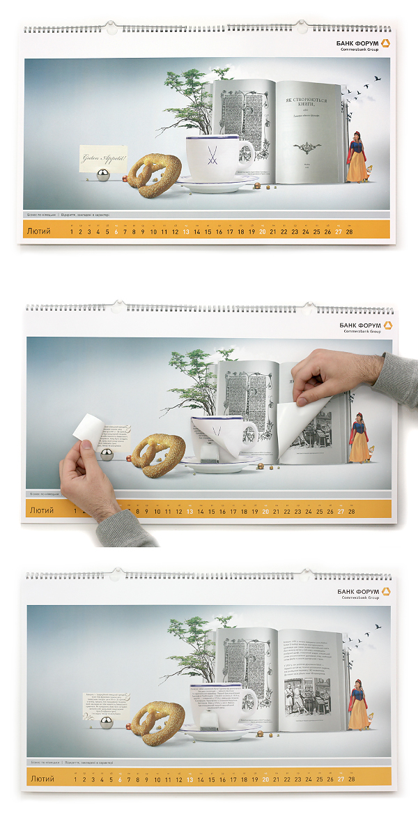 calendar Bank corporate discover discovering stickers sticker identity wall hands pages close-up tea-bags finance