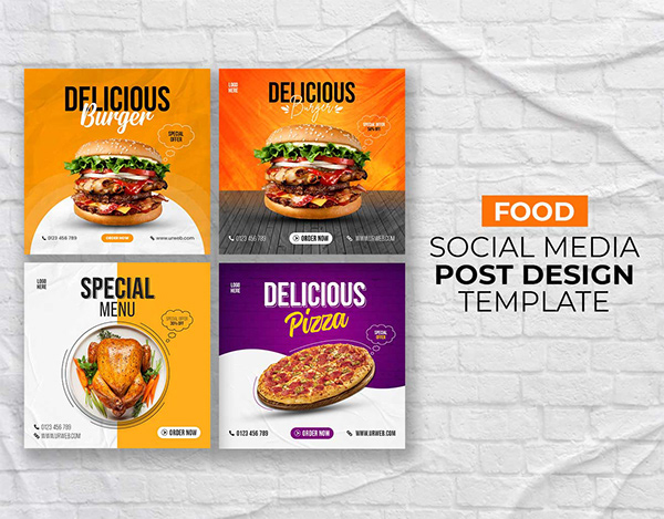Delicious food social media post design