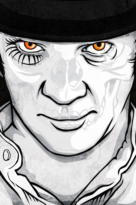 clockwork orange Malcolm McDowell print portrait movie poster Schindler's List red dawn Trainspotting