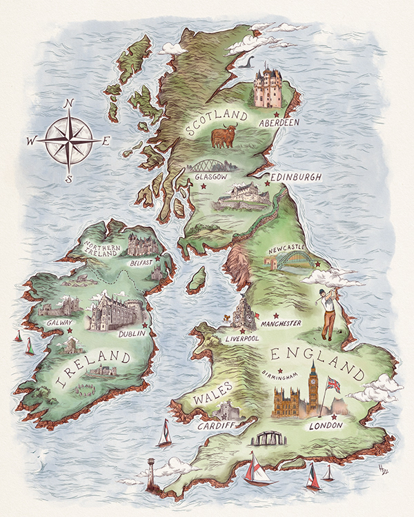 UK Illustrated Map - Golf Magazine July '22