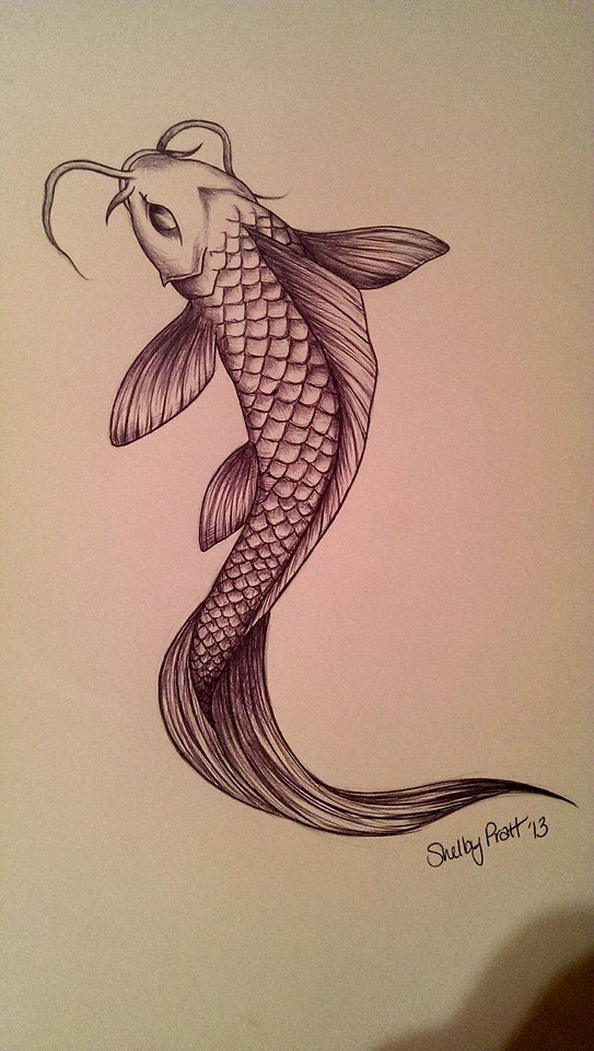 Koi Fish Drawing On Behance