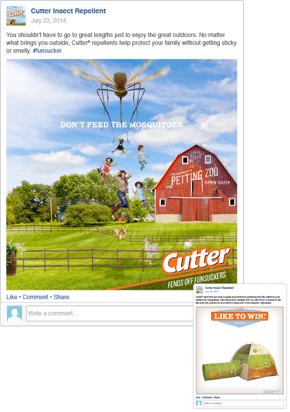 cutter insect repellent facebook social media campaign Funsucker summer Fun family