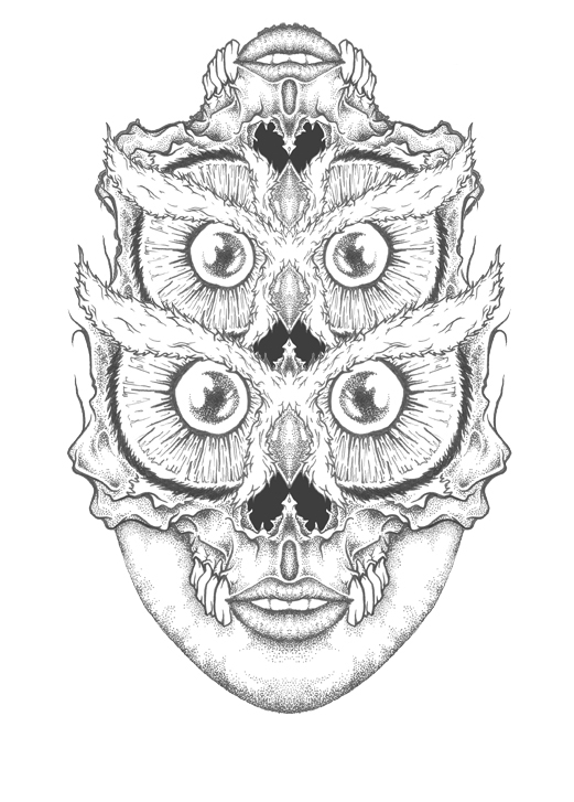 draw owl girl illutrstion 