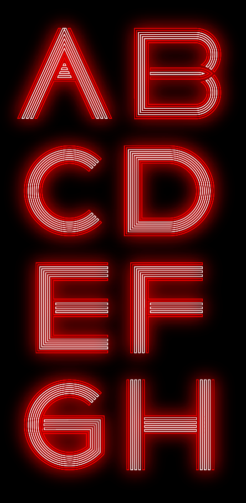 font typo lines line  city neon light White red chicago Musical