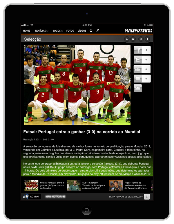 iPad app soccer footbal UI ux