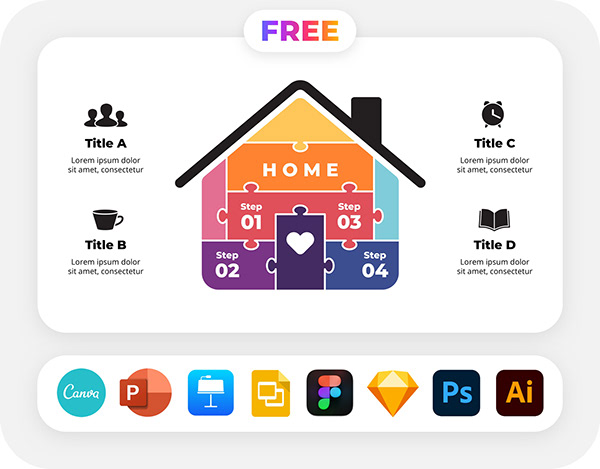 Puzzle Home Infographic. Free PowerPoint Presentation.