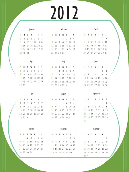 calendar hourglass months green blue White black graphic deisgn