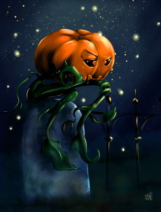 citrouille digital illustration digital painting Halloween ILLUSTRATION  illustrationjeunesse krita penseur pumpkin rodin
