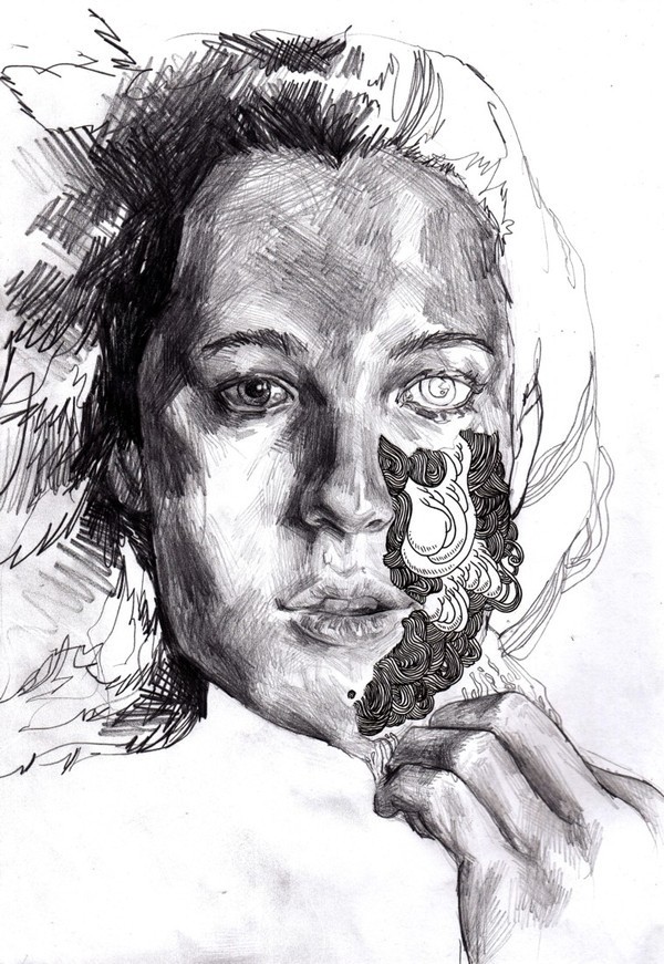 portraits drawing surreal faces