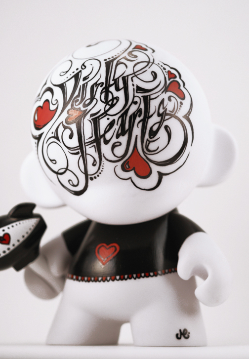 Dirty Hearts vinyl toy Munny clean black and red Hand Painted