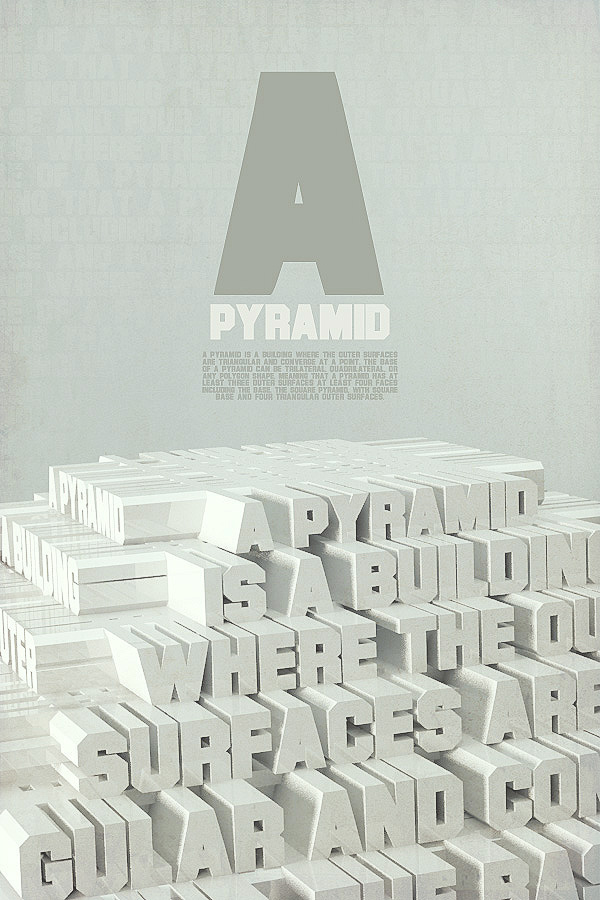 pyramid experiments. 3d font poster