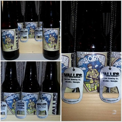 Drew's Brews Airborne Devil Beer Growler Red Hare label design