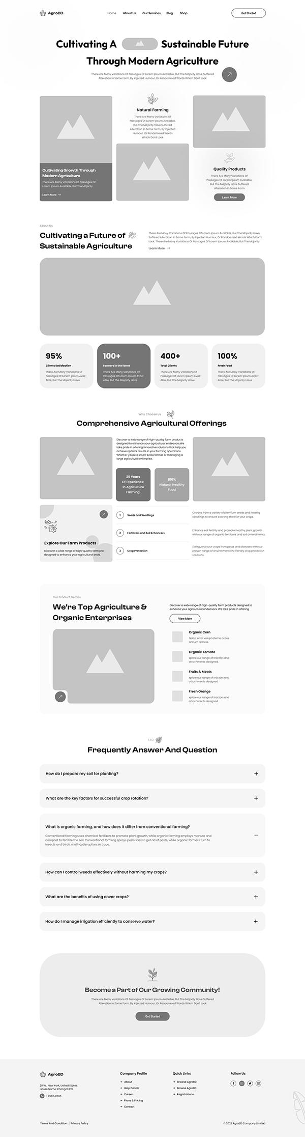 Agriculture Landing page UI Design I Farming Website