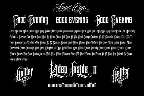 lettering blacklatter font Opentype tattoo gothic VMF vicky poster logo alternate font