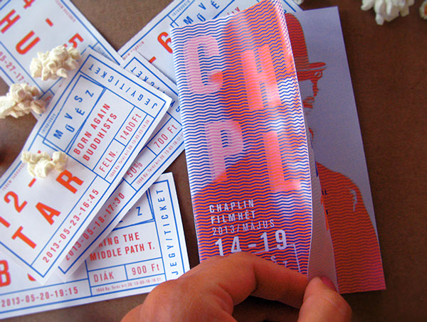 Chaplin brochure film festival festival  program ticket Colourous orange  blue movie Cinema művész Mozi art cinema typo
