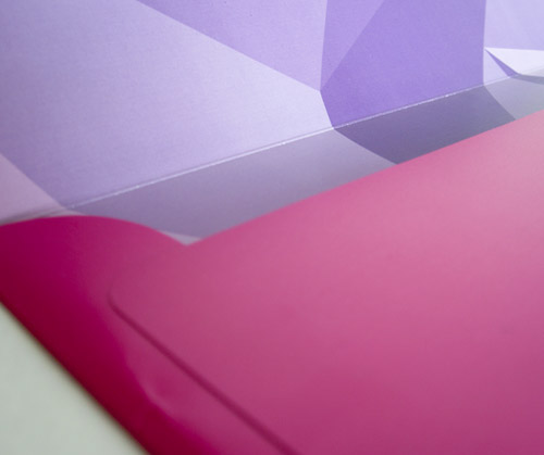 diamond  Invitation print pink purple metallic envelope fold