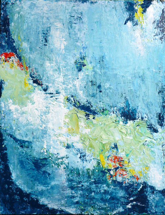 Oil Painting abstract texture blue green water
