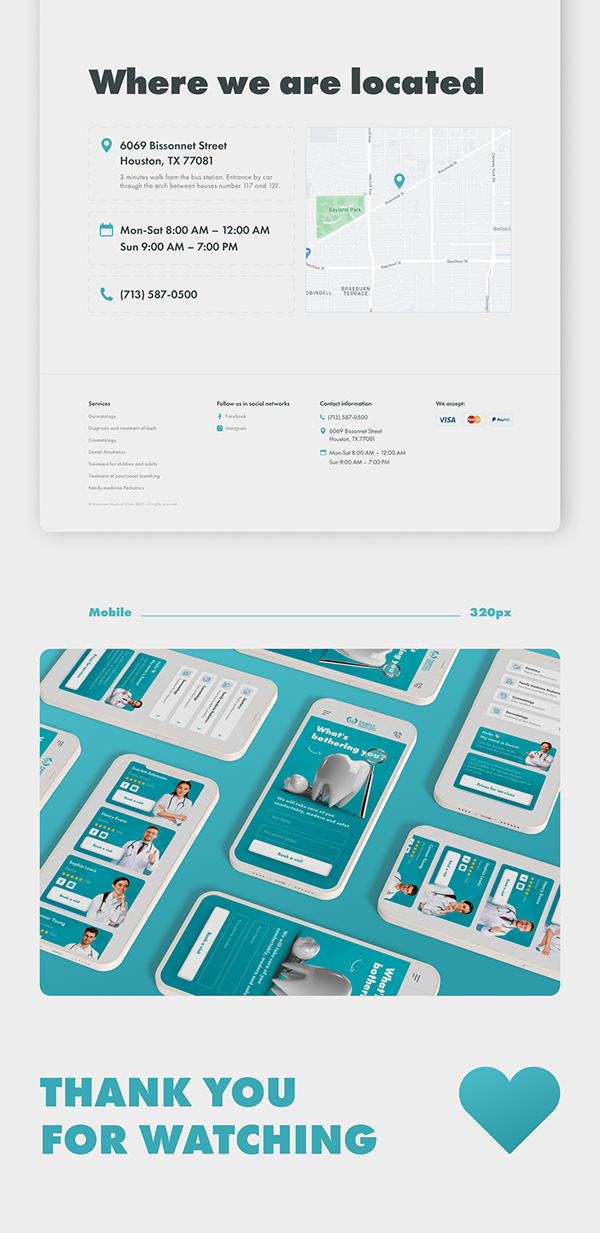 Landing page for the clinic