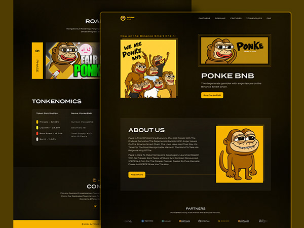 PonkeBNB – Binance Smart Chain pepe website.