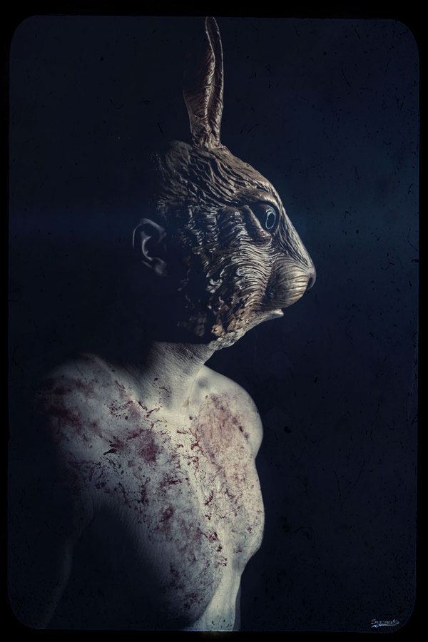 man self bunny dark evil mask blood evil bunny