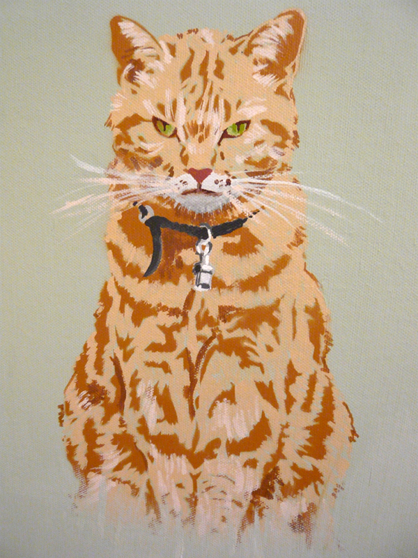 Cat  painting canvas acrylic spray paint ochre7 Pet portrait ginger