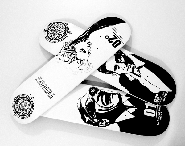 skateboard deck Graffiti Marker acryl paint black and white