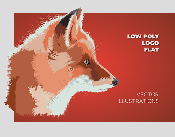 Vector illustrations.Fox.Low poly.Flat.Logo