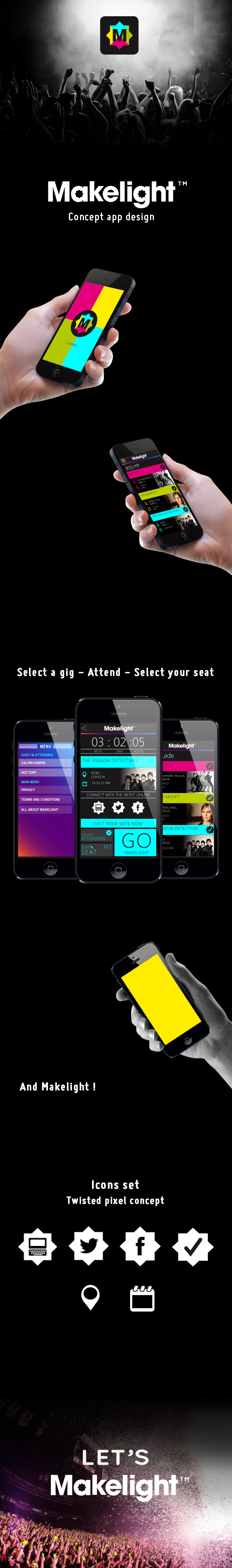 makelight app ux UI mobile design light colors Interface