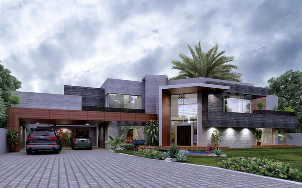 3D Visualization Pakistan house design modern best beautifull cool exterior Villa lahore design works contemporary architect