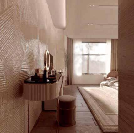 Interior design bedroom Wabi Sabi visualisation minimalist Nature art