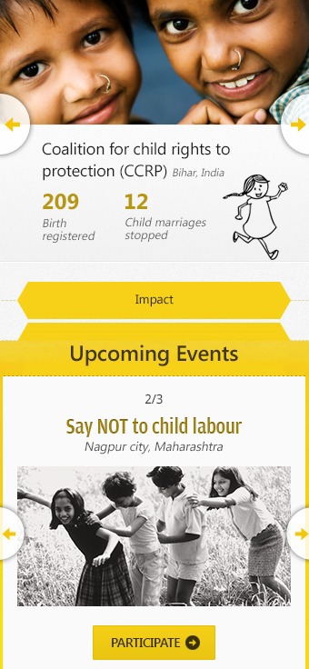Cry Children rights mobile design children kids NGO design india web design india Website mobile donation Form fundraising