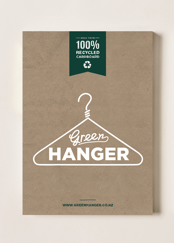logo Sustainability green hanger design type handdrawn brand New Zealand eco Nature cardboard typograghy vector poster