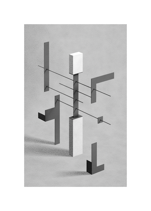 Playground game kids black and white monolith structure sculpture print poster