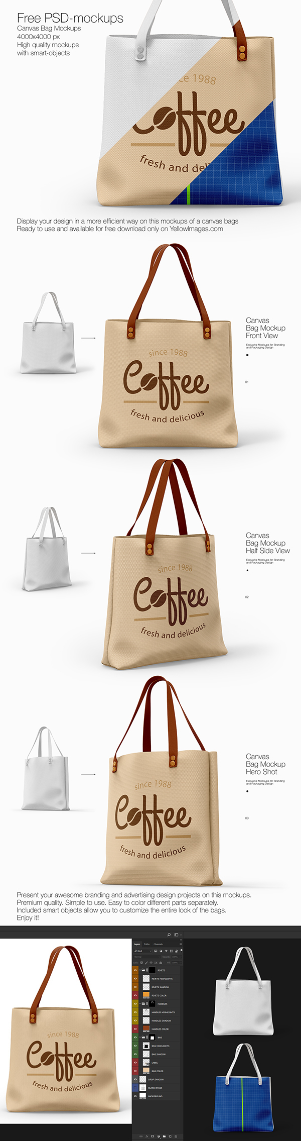 Free PSD-mockups | Canvas Bags on Behance