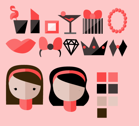 Illustrator photoshop Icon graphic desing red party