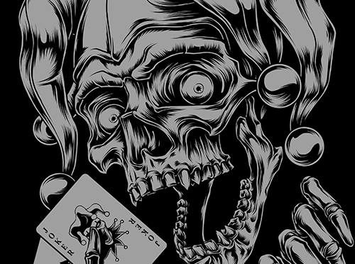 jester jester skull cards Playing Cards joker blackout blackout brother skull horror fire