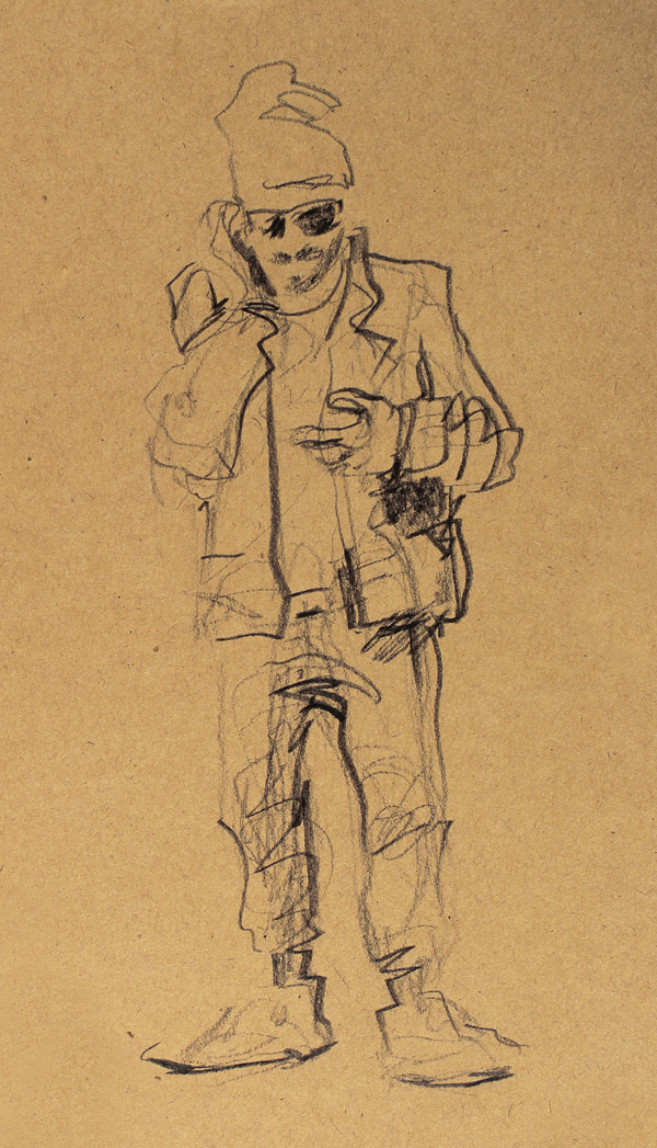 portrait figure charcoal sketch posing study