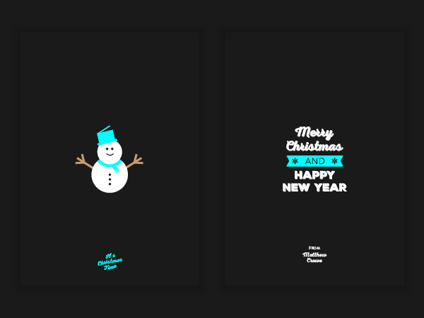 Christmas xmas cards bright black bold simple simplistic vector snowman Gingerbread bell Cracker present Tree 