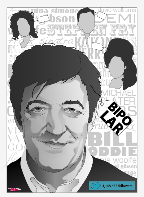 mental health Awareness campaign twitter stephen fry jim carrey Britney Spears depression bipolar Eating disorder Poster Design awareness poster labelling suffering Victimisation