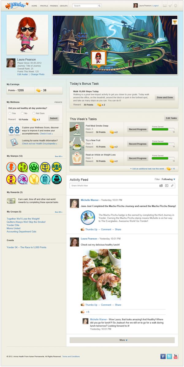 yonder  game   gamification  mobile  iphone  platform  badges  rewards  social   social network  health  wellness iphone iPad