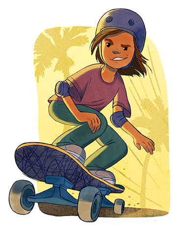 sports  soccer  skateboarding children's book spot illustration