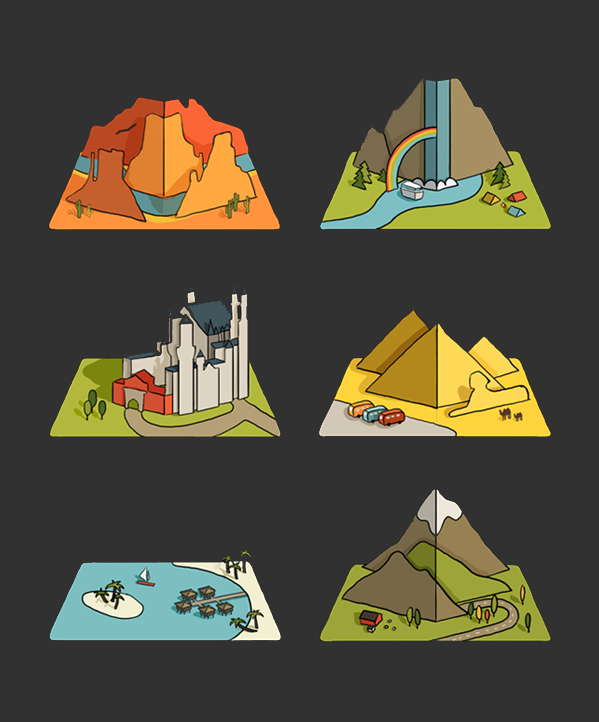 book 3D Render rendering pop-up pop up paper Landscape UI iPad Icon icons sea mountains city